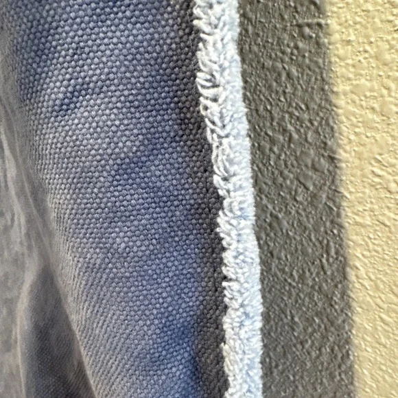 Graf Lantz Hana Canvas Boat Bag Tote Blue Fringe Edge 14x14" Leather Handles - Picture 4 of 9